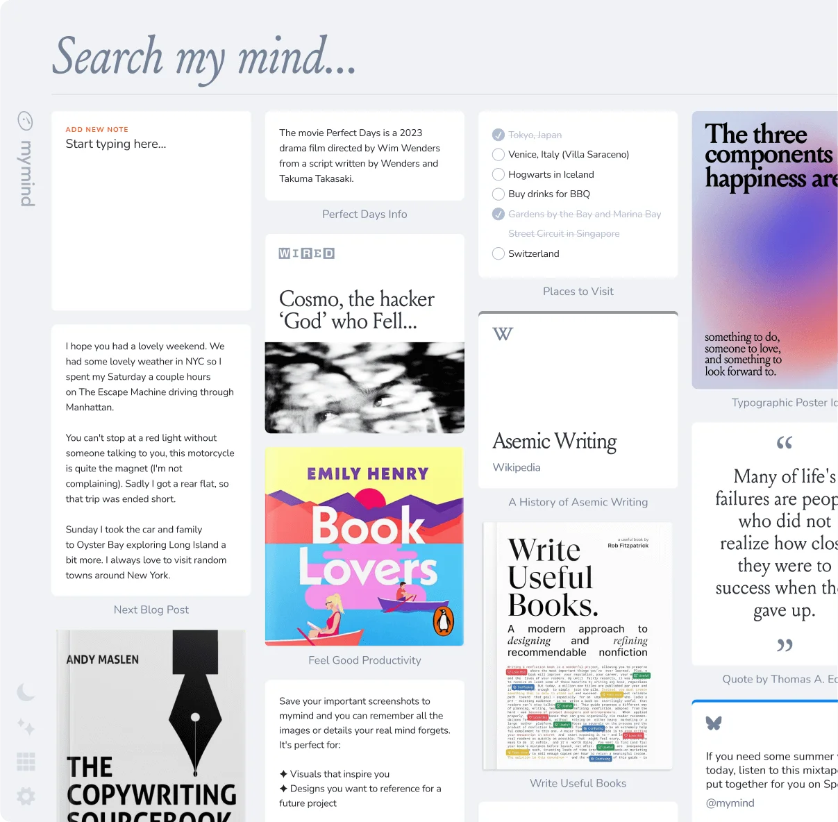 Distraction free writing & ideation.